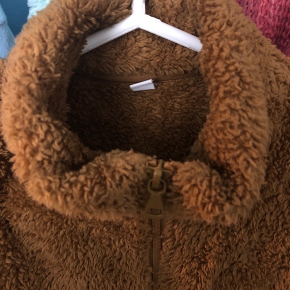 UNIQLO Youth TEDDY Jacket  Mock Neck Brown Size Small - Picture 8 of 11